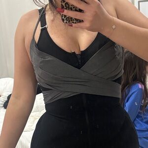 Women's Gray Wrap Top